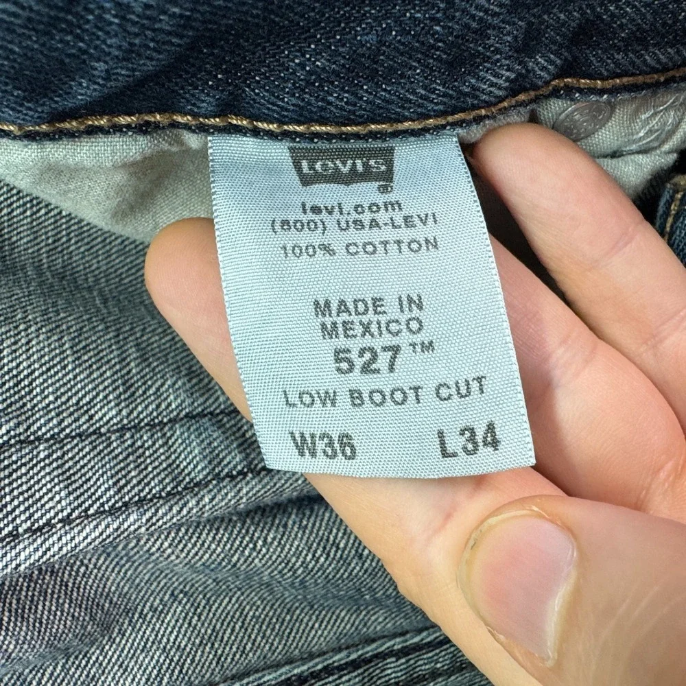 Levis‎ Jeans Mens 36x34 Blue 527 Low Boot Cut Distressed Preppy Classic Y2K